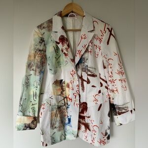 Abstract Print Illustrated Women's Cotton Blazer